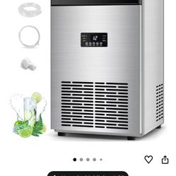 130LBS/24H Commercial Ice Maker Machine with 35LBS Capacity - Stainless Steel Undercounter/Freestanding Ice Cube Maker for Home Bar & Outdoor Use - Au