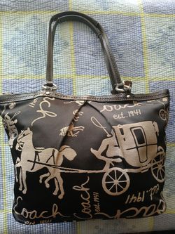 Vintage Coach Horse & Carriage Signature Sateen Tote Bag