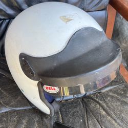 Vintage White BELL Motorcycle Helmet Medium 