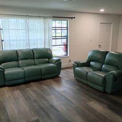 Leather armchair set used