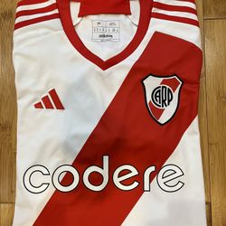 Mens Adidas River Plate 2023-24 Home Soccer Jersey | Medium | $30
