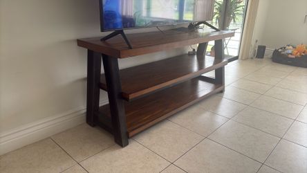 Industrial Wood & Metal 3-Tier TV Stand / Media Console