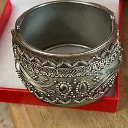 Pulsera Caña Stainless Tallada Joyería Antigua 