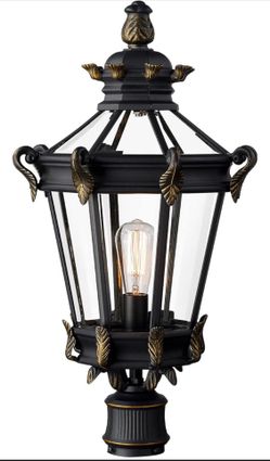 Zeyu Outdoor Large Post Lantern Light 26 Inch - Exterior Lamp Post Light For House Patio, Die-Cast Aluminum With Clear Glass Shade #1243