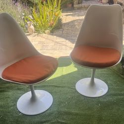 Tulip Side Chairs w/Tangerine Cushions. 