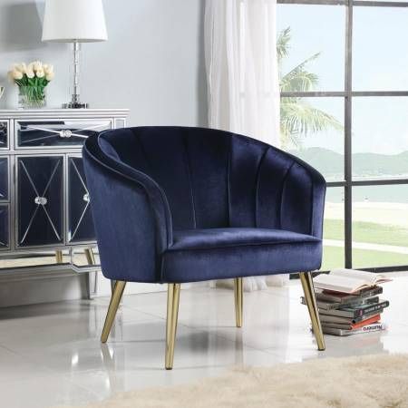 Beautiful Accent Chair In Navy Velvet And Brass Legs! SALE!!