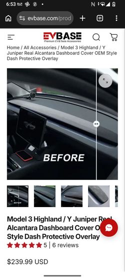 Ev base Tesla model y/3 allantera dashboard cover