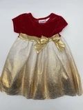 Blueberi Boulevard Size 18M Red Velvet and Gold Tulle Girl's Short-Sleeve Dress
