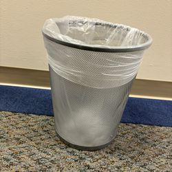Silver trash can 