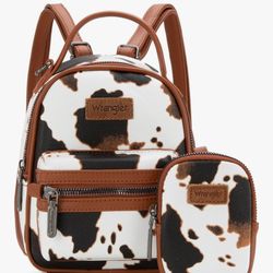 Cow Print Wrangler Mini Bookbag And Wallet 