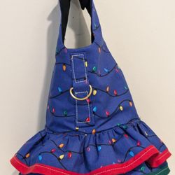 Christmas Lights Dog Harness dress With D-ring