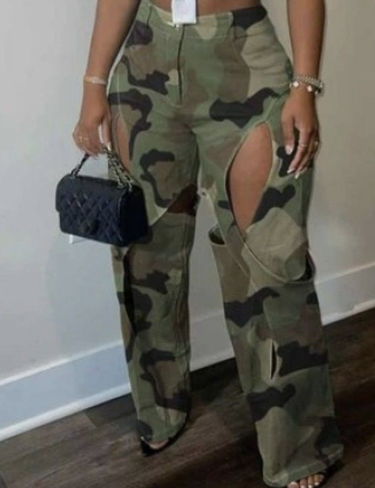 Camo Cut Out Pants