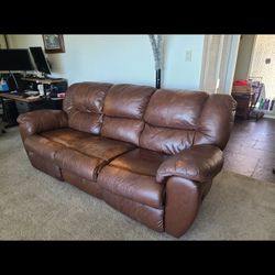 Leather Double Recliner Couch 