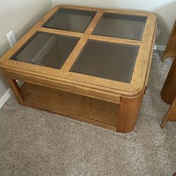 Wooden/ Glass Coffee And End Table