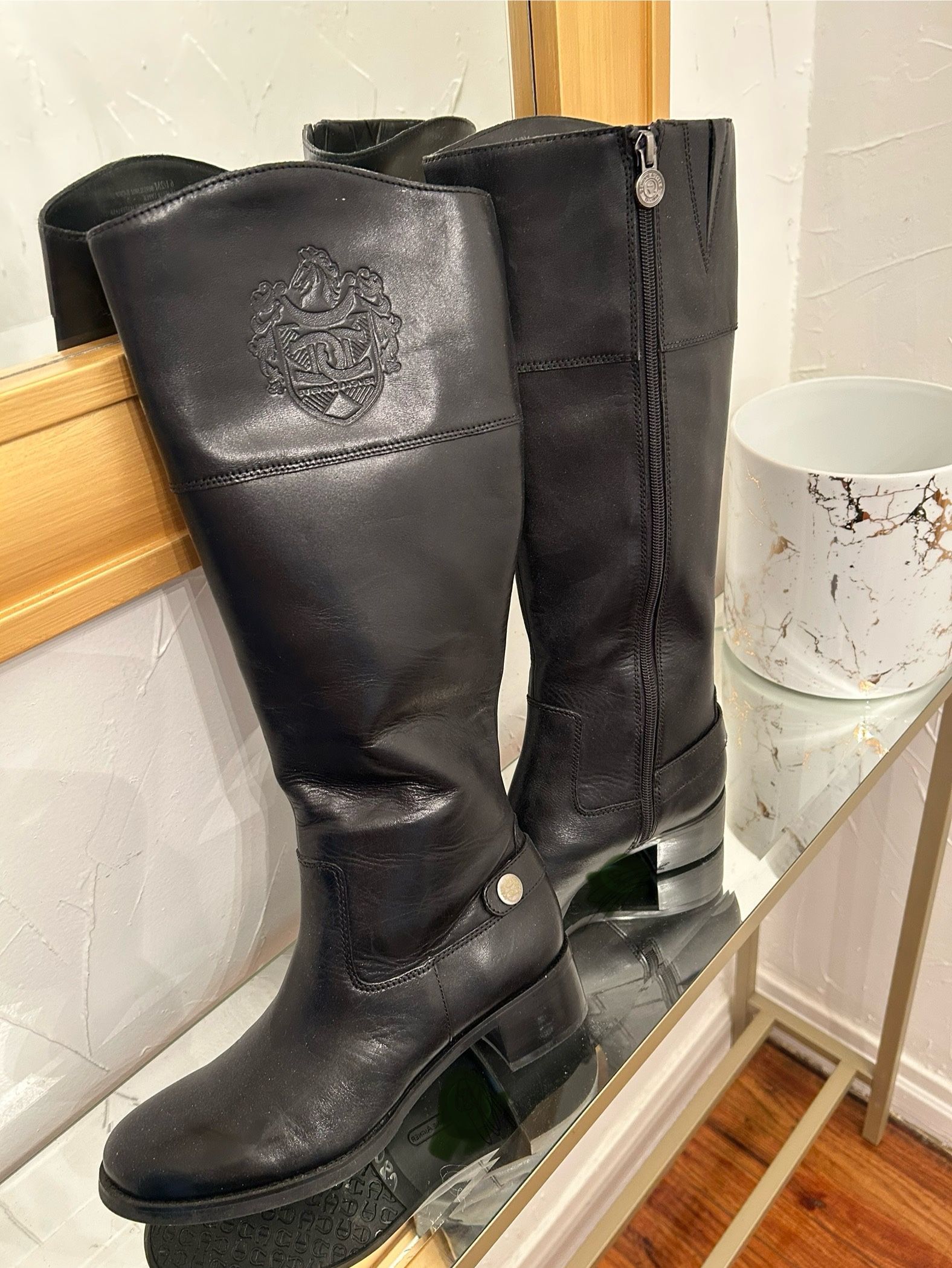 NEW Back Leather Etienne Aigner High Boots, Size 6 1/2