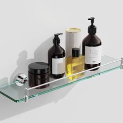 20in. Floating Glass Shelf/Chrome Polished