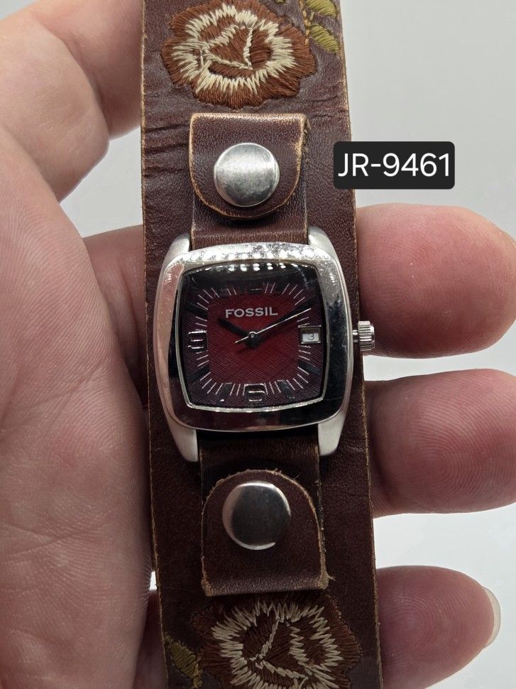 Fossil Unisex Watch New Battery Silver-Brown Tone 🔋😎✅️