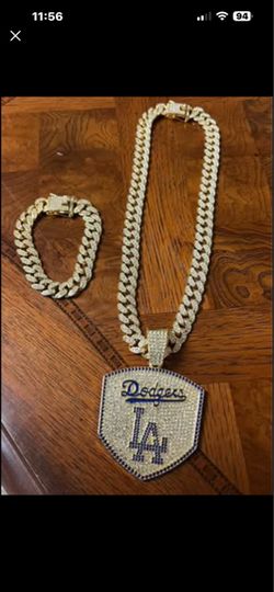 LA Dodgers Iced Out Cuban Chain and Bracelet Set