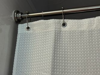 Shower Curtain, Hooks & Adjustable Rod for 36” Wide Shower