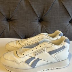 Reebok: White & Light Cream Blue (Slightly Worn)