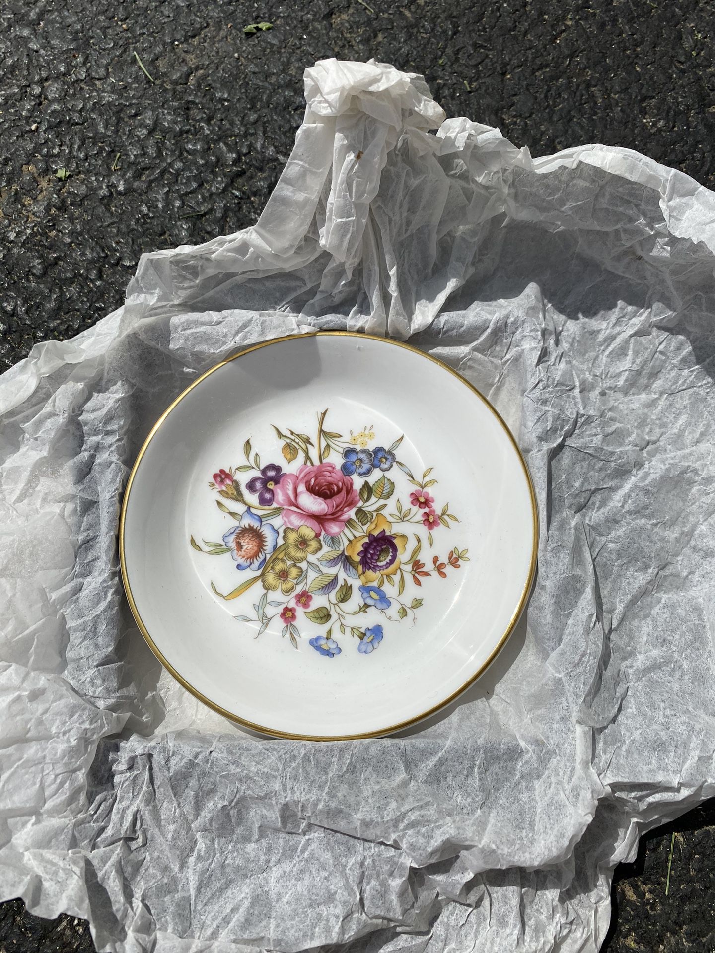 Vintage Royal Worcester Fine Bone China Floral Rose Trinket Pin Dish / Plate - NEW in Box