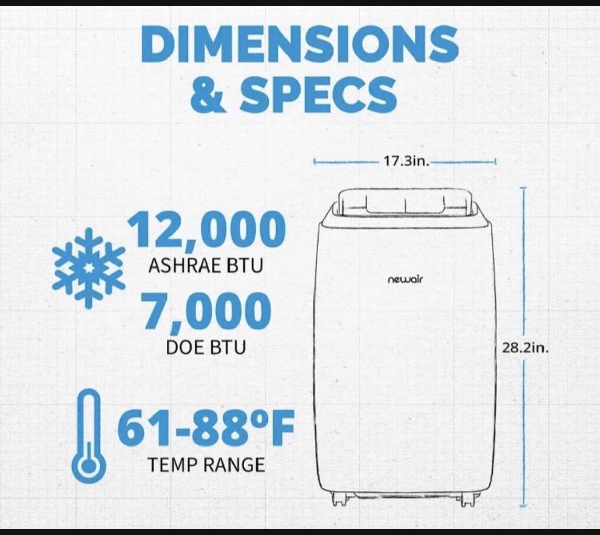 New air 12,000 BTU (7,000 BTU DOE) Dual Hose Portable Air