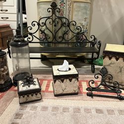 Tuscan / Italian Bathroom Décor Set – Heavy Resin & Metal