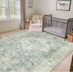 LIVEBOX Washable Area Rug 8x10 Rugs for Living Room Bedroom, Non-Slip Boho Indoor Carpet for Dining Room Office, Low-Pile Farmhouse Soft Carpets for K
