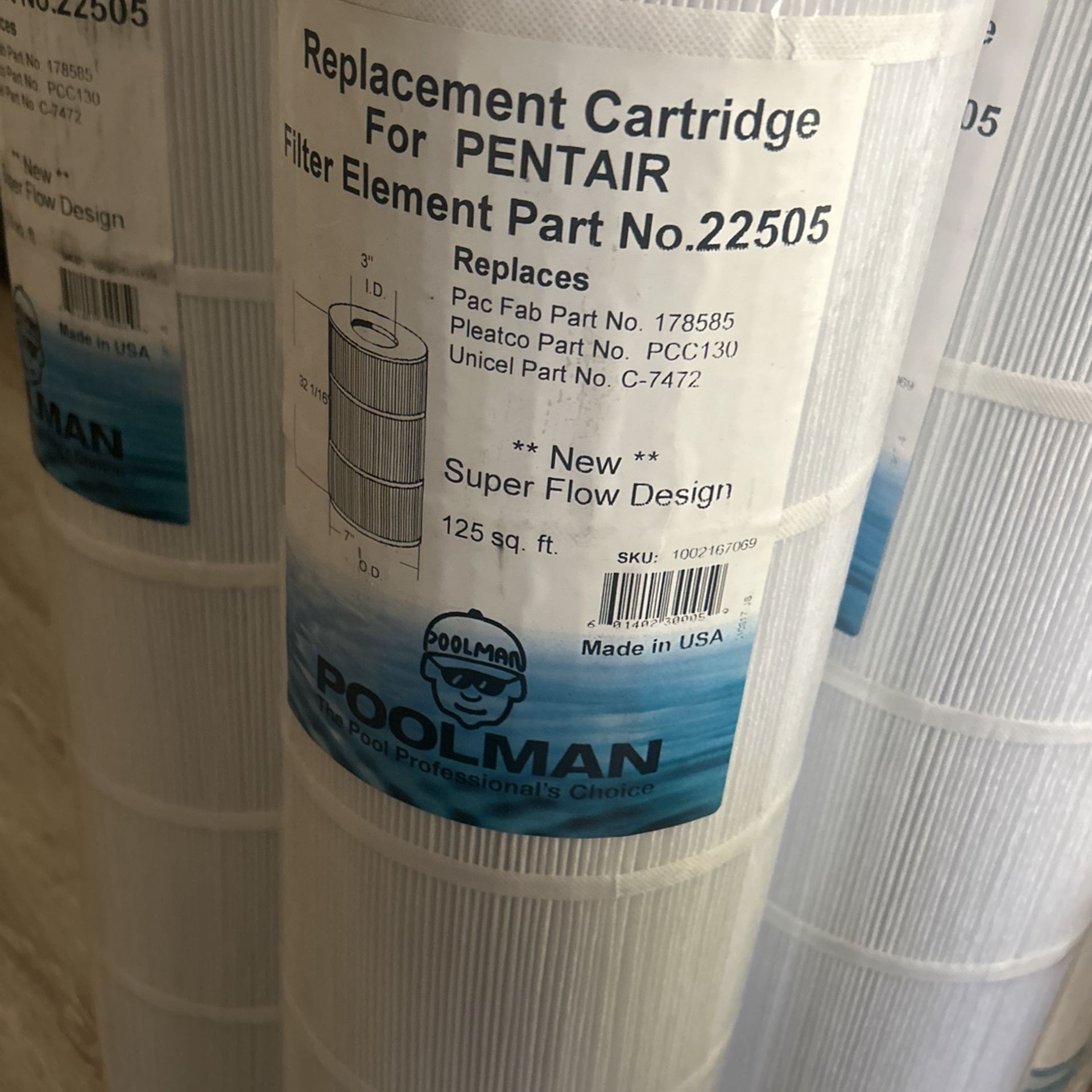 (8) Pentair Filter Element Part No.22505