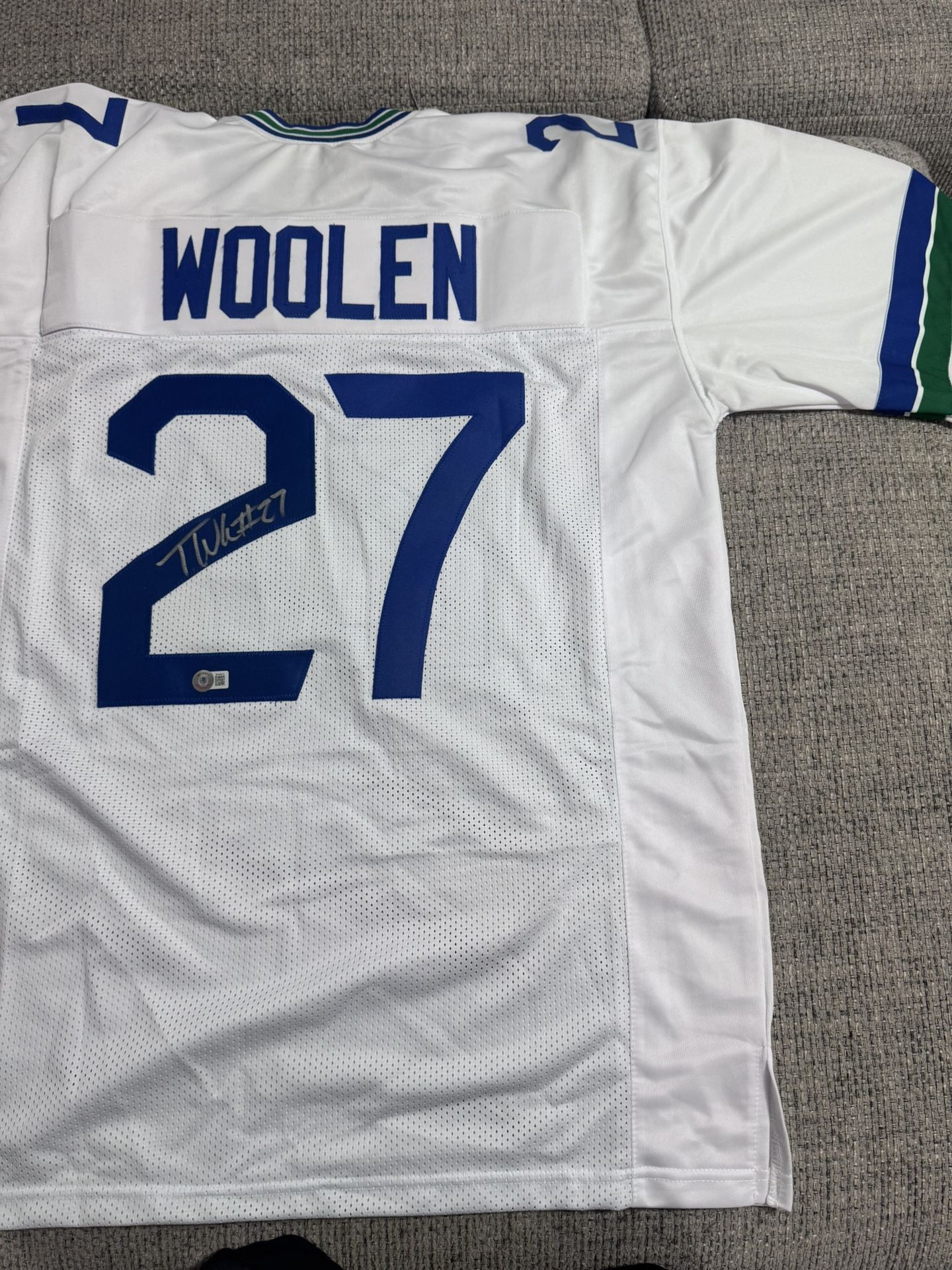 Tariq Woolen Signed Autograph Custom Jersey - Beckett Coa - Seattle Seahawks