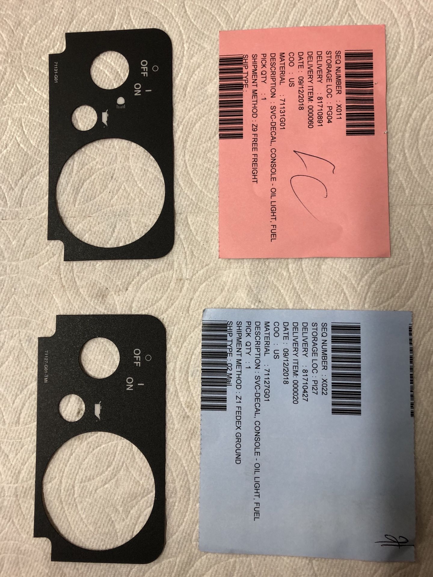 EZGO GAS TXT Dash Plate Decals