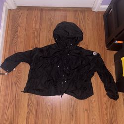 Size: medium Moncler Black Hooded Windbreaker Jacket