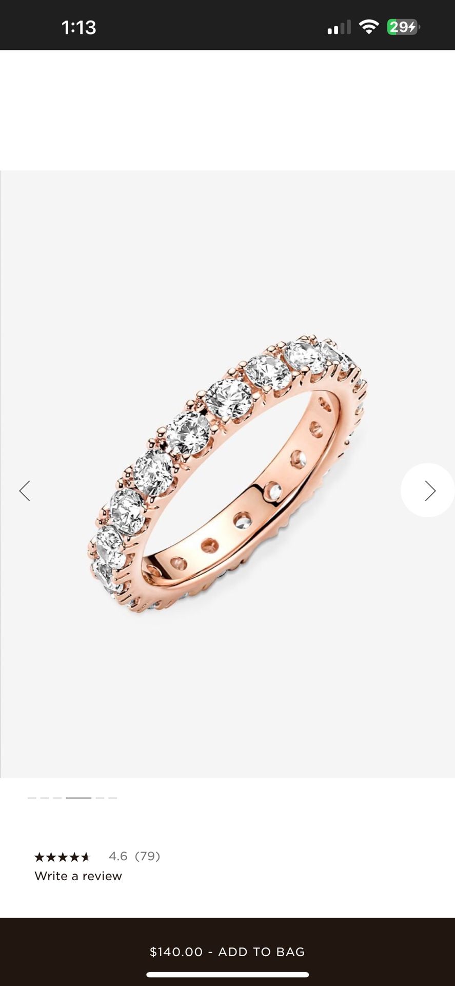 Sparkling Eternity Row Ring Size 56 7.5 Rosegold Plated