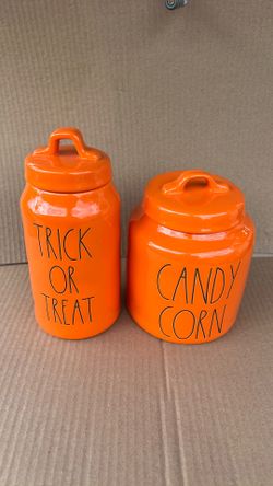 New! Rae Dunn Orange Halloween canister set
