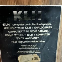 1980 Vintage KLH Floor Standing Speakers 
