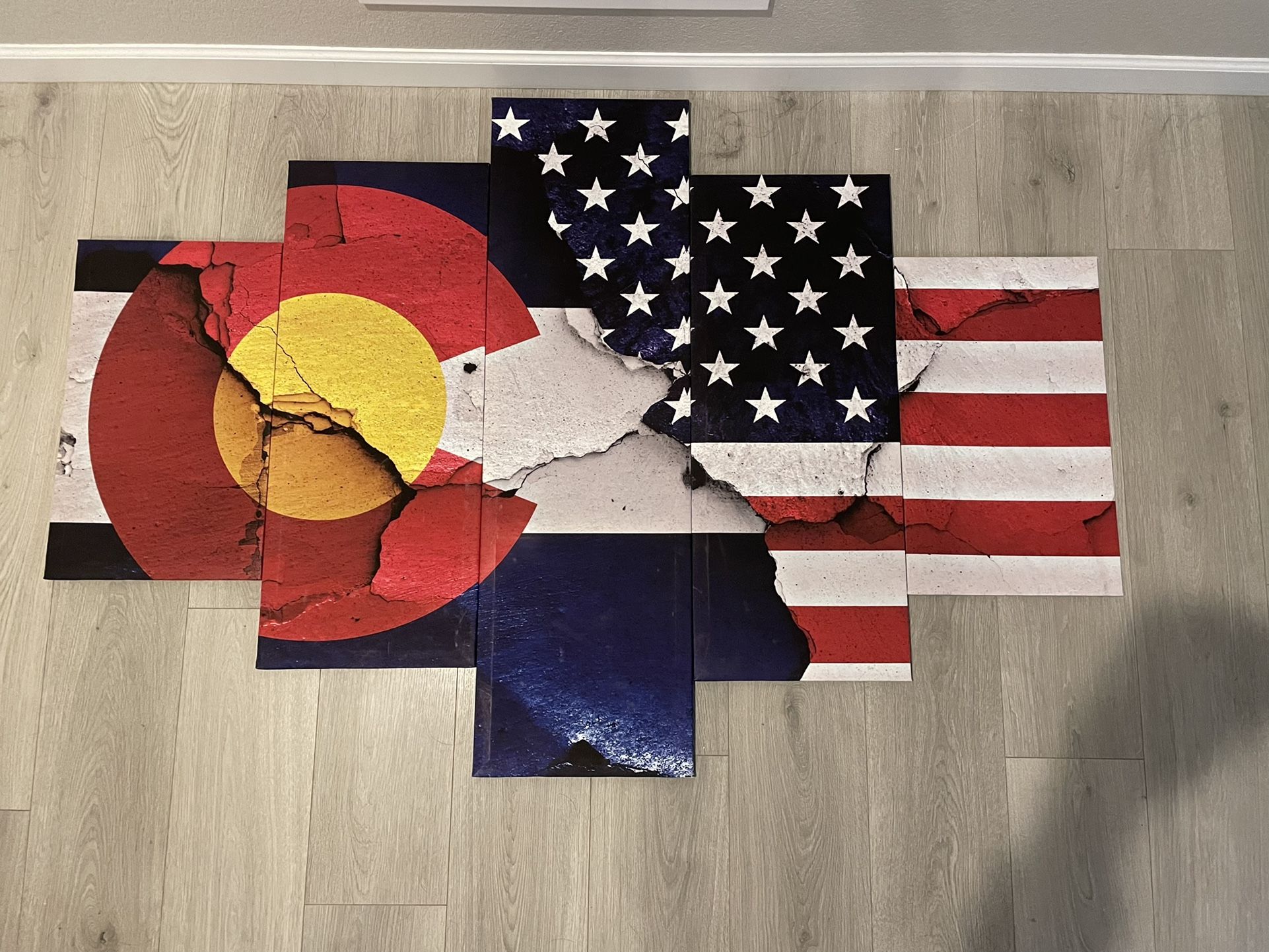 Colorado And US Flag 5 Piece Wall Hanging 