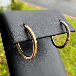 Jewelry 10k solid yellow gold round hoop earrings 3.0g