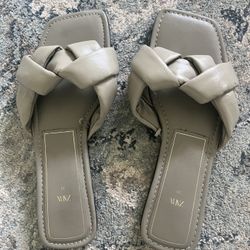 Zara Leather Slippers Size 39