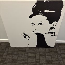 36 x 36 “ BEAUTIFUL, PROFESSIONALLY STRETCHED CANVAS “ AUDREY HEPBURN “ Vintage Classic 👍👍 REDUCED GREAT PRICE FOR FAST SALE ( XLNT )    DEAL 🙌