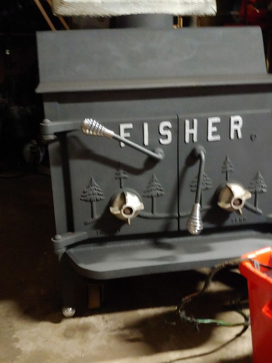Fisher Wood Stove Grandpa Bear Largest Fisher Made. With Fire Screen