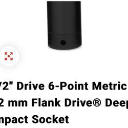 SNAP-ON 1/2" Drive 6-Point Metric 22 mm Flank Drive Deep Impact Socket