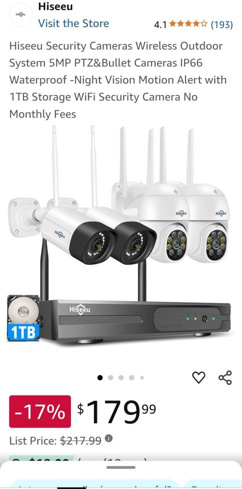 Hiseeu Wireless Security Camera System [WiFi Pro&Power Supply]
