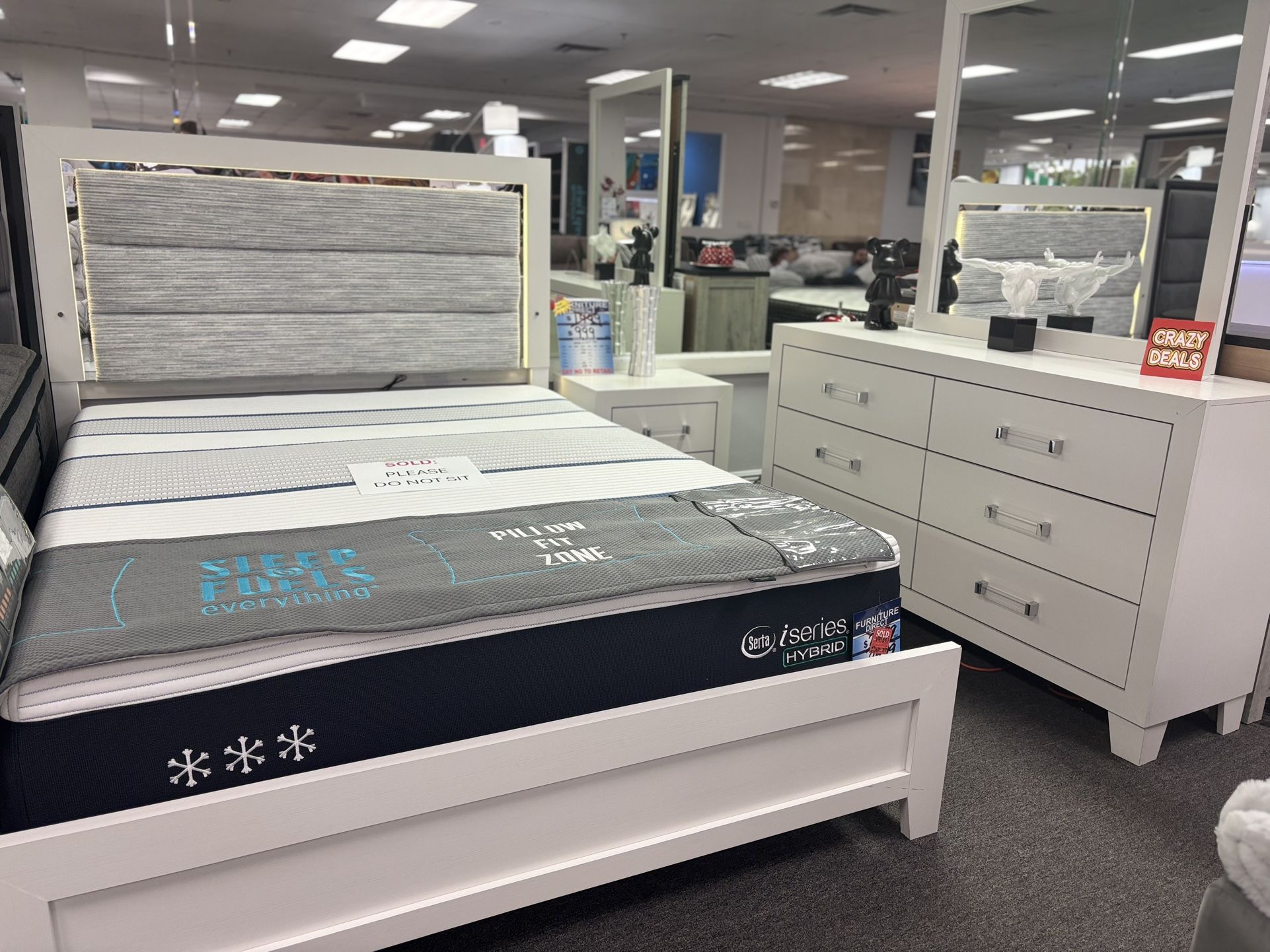 White Bedroom Set W/ Built-in LED Lights For Sale (free Mattress) 