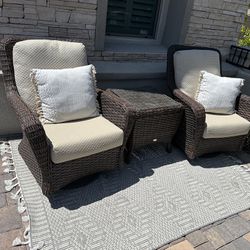 Outdoor Rocking Chairs W/ End Table 