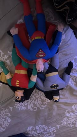 Vintage 90s DC Comics Superhero Plush Toy Lot - Batman, Robin & Superman