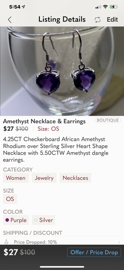 Amethyst Necklace & Earrings