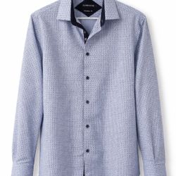 Silver Stone Men’s Shirt L Modern Fit Blue Pattern Button Up