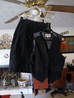 Vintage Rafael black suede skirt suit