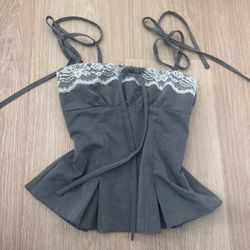 Lace bow adjustable tie top