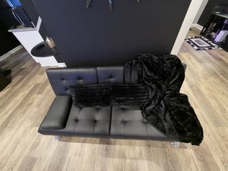 Black Leather Foldable Sofa
